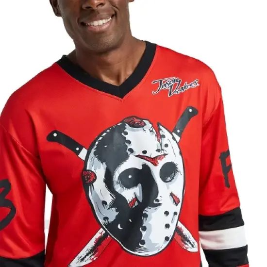 Friday The 13th Jason Mask Long Sleeve Men's Colorblock Cosplay Hockey Jersey image {2}