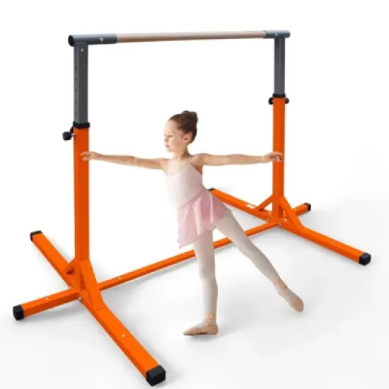 NAYSAYE Exercise Trainer Gymnastics Bar for Kids Adjustable Height for Home Play and Training, Yellow, 52.56"*21.85"*5.51" image {5}