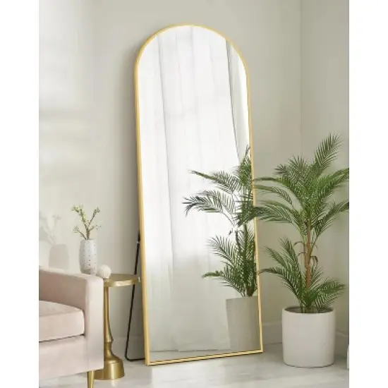 Serio 65" Height x 22" Width Oversize Arch-Crowned Top Full Length Floor Mirror with Stand-The Pop Home image {2}