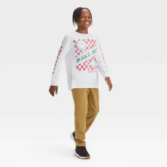 Boys' Smiley Knit Long Sleeve T-Shirt - art class&trade; White image {2}