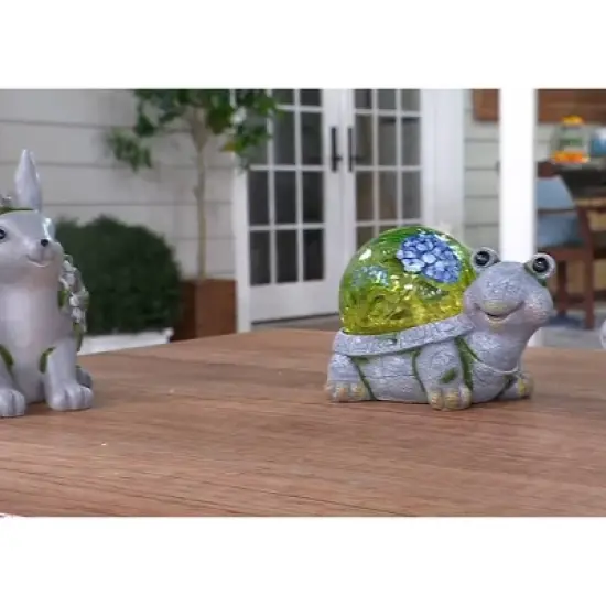 Ultimate Innovations Lighted Turtle Faux Glass Polyresin Moss Garden Friend Decorative Sculptures image {4}