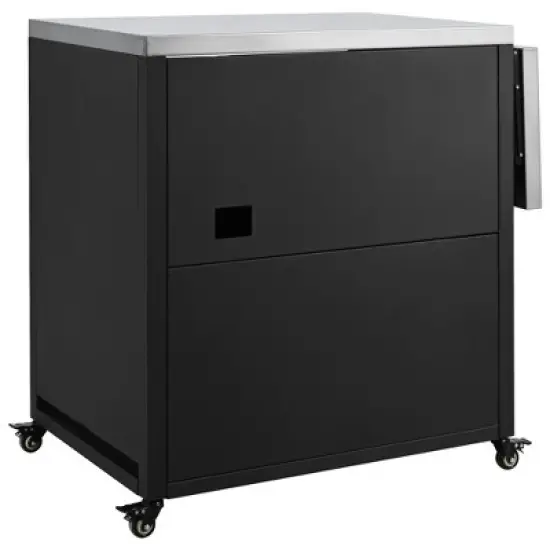 YOOCOZZ Outdoor Rolling Iron Cabinet with Folding and Extendable Work Surfaces, Ample Storage Space - Black image {12}