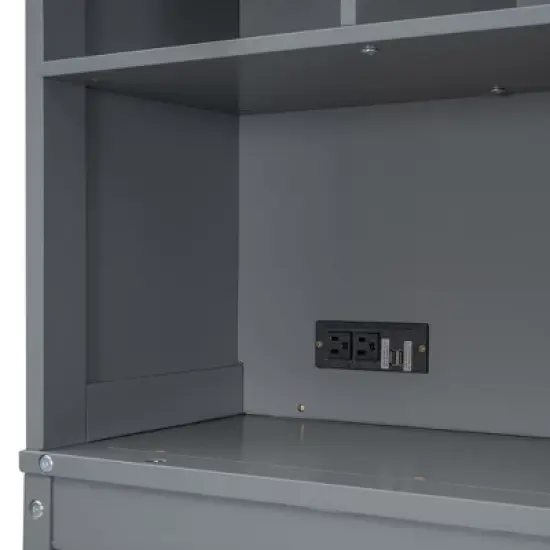 Queen Size Murphy Bed Wall Bed  with Storage Shelves and USB Ports -ModernLuxe image {12}