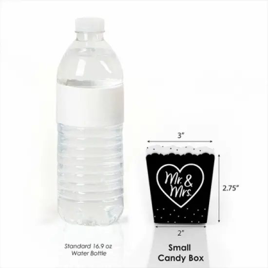 Big Dot of Happiness Mr. and Mrs. - Party Mini Favor Boxes - Black and White Wedding or Bridal Shower Treat Candy Boxes - Set of 12 image {1}