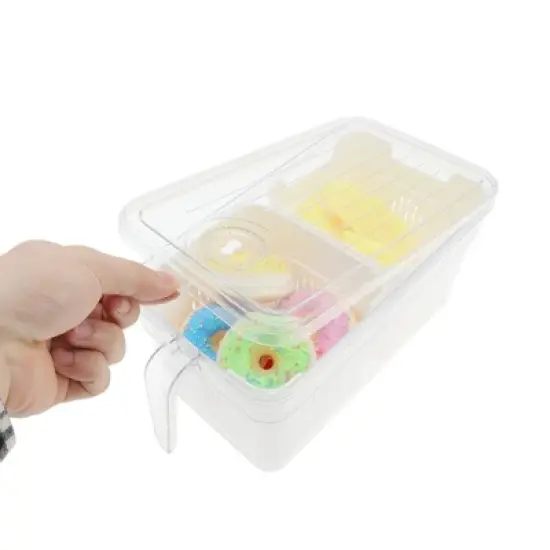 Unique Bargains Reusable Rectangle Drain Food Storage Containers 2 Compartment White Transparent 1 Set image {4}