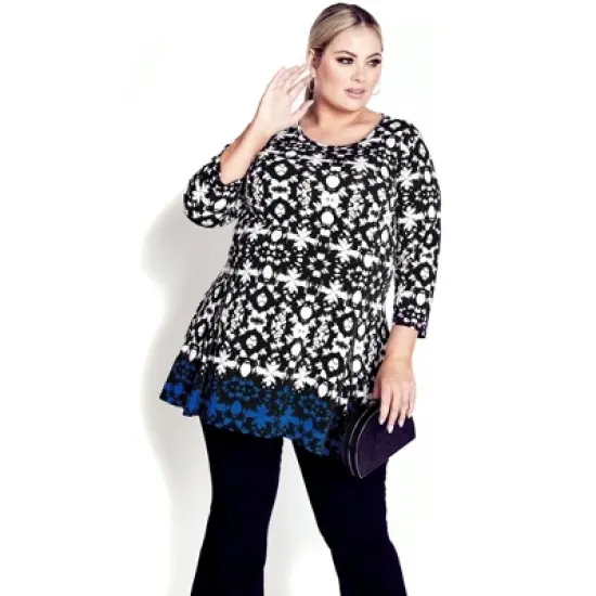 Women's Plus Size Primrose Border Tunic - black | AVENUE image {3}