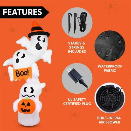 Joyfy 9FT Halloween Inflatable Outdoor Decorations, Overlap Ghost Inflatable with LEDs for Halloween Indoor Outdoor Yard Garden Lawn Party Decoration image {5}