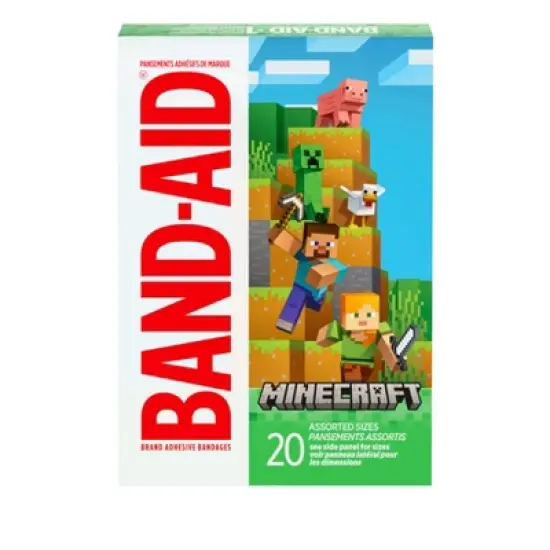 Band-Aid Adhesive Assorted Decorative Minecraft Bandages - 20ct image {1}