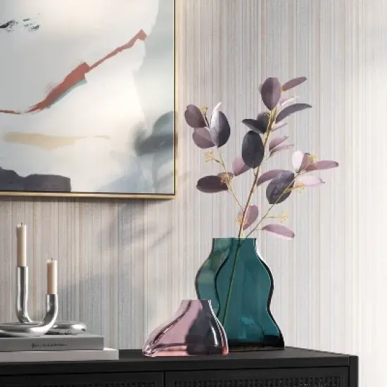 Small Pink Curved Glass Vase - Threshold&trade; image {1}