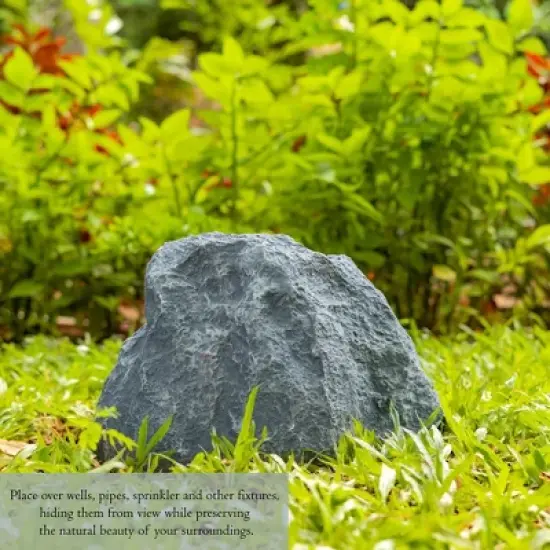 Gardenised Decorative Outdoor Weather-Resistant Artistic Artificial Faux Stone Rock, Garden Patio Granite Grey Fiberglass Stone image {8}