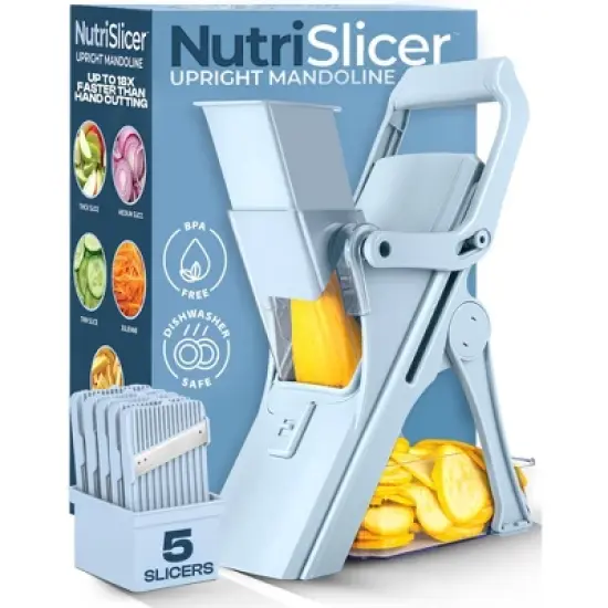 NutriSlicer Upright Mandoline Slicer &ndash; 5 Stainless Steel Blades, BPA-Free and Dishwasher Safe image {9}