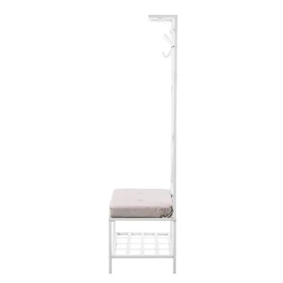 Entryway Hall Tree Bench with Storage Distressed White - Aiden Lane image {6}