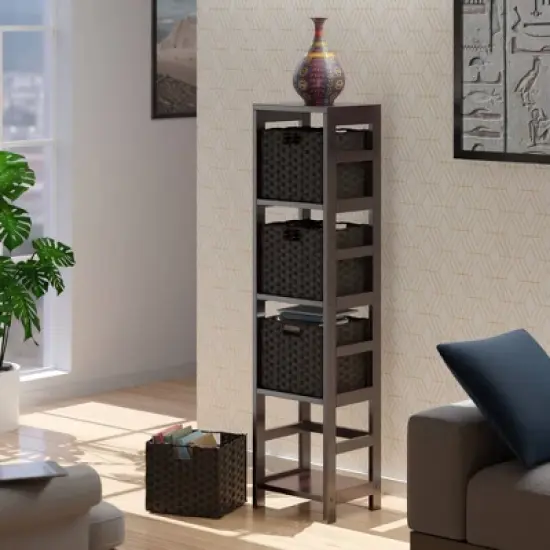 54.8" 5pc Leo Storage Shelf with Baskets Espresso/Chocolate - Winsome image {14}