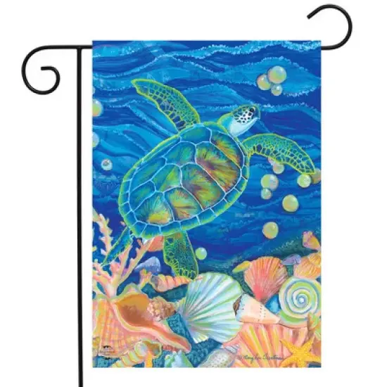 Briarwood Lane Garden Flag 12x18 For Outdoor Swimming Sea Turtle Summer For Summer Garden Flag Flags For Outside image {1}