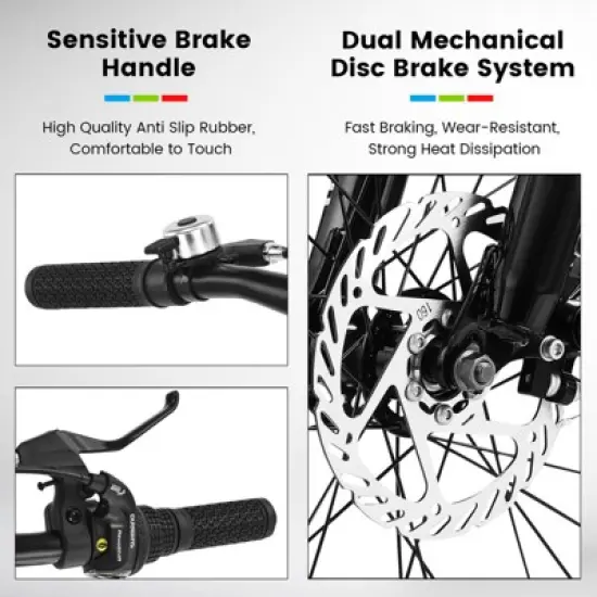 Aukfa 20-Inch Kids and Youth Cross-Country Mountain Bike - High Carbon Steel Frame, 7-Speed, Front Suspension, Disc Brakes image {5}