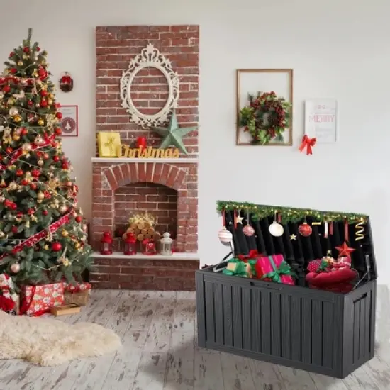 Decksplore 80 Gallon Deck Box Indoor/Outdoor Storage Box  Space-Saving All-Weather image {12}