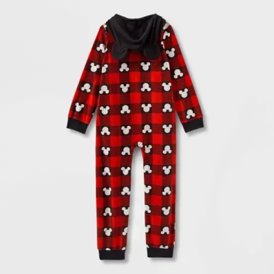 Kids' Disney 100 Mickey Mouse Buffalo Plaid Wearable Blanket - Red image {2}
