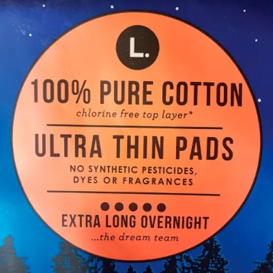 L . Organic Cotton Topsheet Ultra Thin Overnight Absorbency Pads image {4}