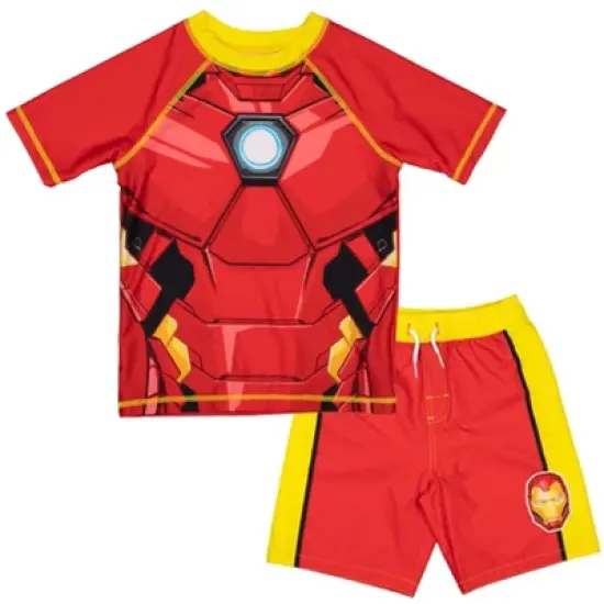 Marvel Avengers Rash Guard and Swim Trunks Outfit Set Toddler to Little Kid image {15}