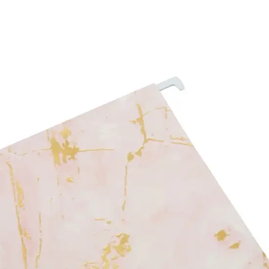 Paper Junkie 12 Pack Decorative Hanging File Folders with 1/5 Tab, Gold Foil Marble Design, Pink and White, 11.75 x 9 In image {3}