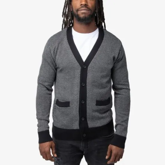 X RAY Men's Herringbone Cardigan Sweater image {6}