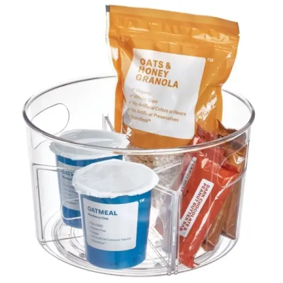 iDesign Recycled Plastic Turntable Organizer with Removable Dividers, The Linus Collection - 10.5" x 10.5" x 6.36", Clear image {2}