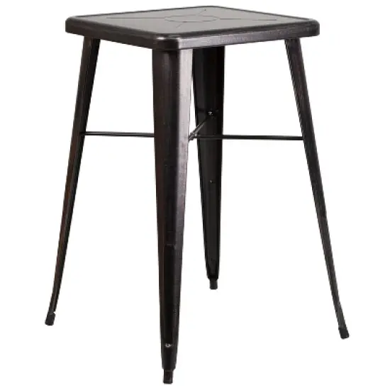 Flash Furniture Commercial Grade 23.75" Square Metal Indoor-Outdoor Bar Height Table image {6}