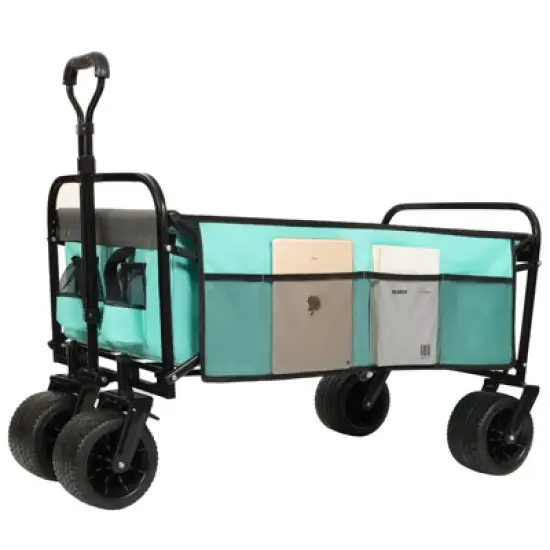 DSVIMOY Collapsible Foldable Wagon Cart, Beach Wagon Utility Cart for Camping Shopping Sports Gardening Fishing, Blue, 35.04"*24.41"*38.58" image {5}