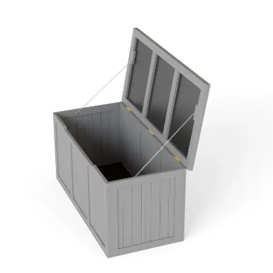 Gulches 67 Gallon Outdoor Wooden Deck Box, Solid Wood Storage with Seat & Table Top for Patio Cushions Pool Toys Garden Tools image {6}
