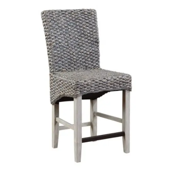 Set of 2 Melvin Coastal Seagrass Dining Counter Height Barstools with Cushion Gray - Treasure Trove Accents image {2}