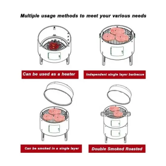 Dexmalle Outdoor double-layer grill,charcoal wood fired braising and smoking stove image {4}
