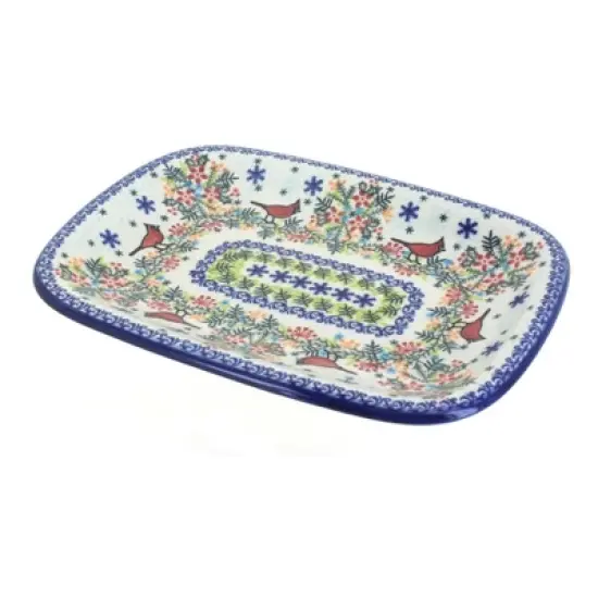 Blue Rose Polish Pottery 120 Vena Medium Rectangular Serving Platter image {13}