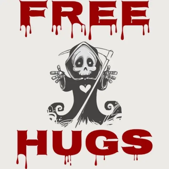 Junior's Design By Humans Free Hugs Evil Scary Grim Reaper Halloween Gift By pipetro T-Shirt image {1}