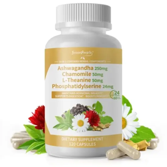 GreenPeople Cortisol Balance Support&ndash; 5000mg Ashwagandha + Magnesium Glycinate - 120 Vegan Capsules image {6}