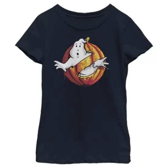 Girl's Ghostbusters Halloween Pumpkin Logo T-Shirt image {4}