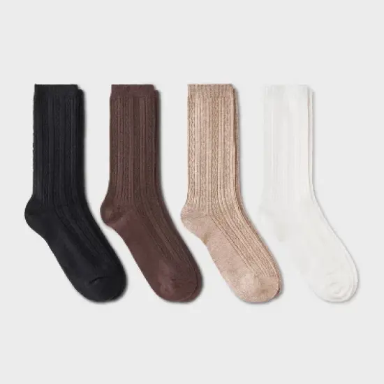 Women's Ultra Soft Everyday Cable 4pk Crew Socks - Auden&trade; 4-10 image {3}