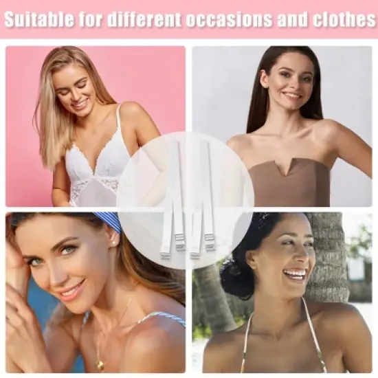 Unique Bargains ABS Non-Slip Adjustable Invisible Clear Bra Shoulder Strap with Stainless Steel Hook Transparent 2 Pair image {5}
