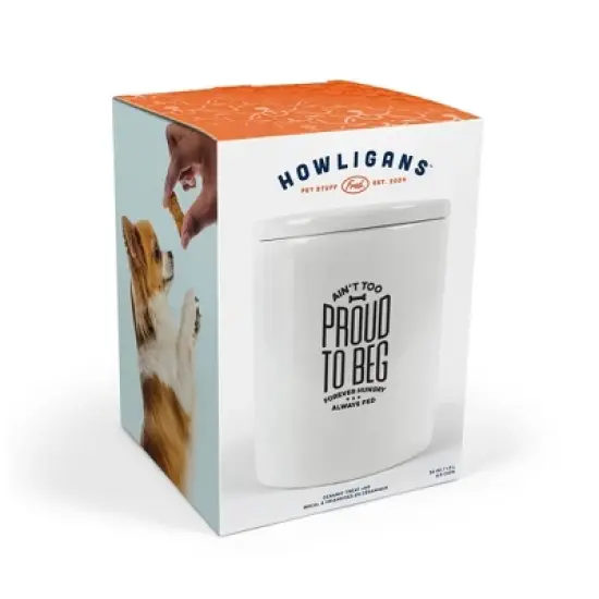 Fred Howligans Ceramic Treat Jar, Wax-Resist Airtight Stoneware Pet Treat Container with Silicone Seal for Storing Dog Snacks, Cat Treats, Cookies image {4}