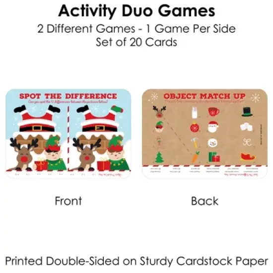 Big Dot of Happiness Jolly Santa Claus - 2-in-1 Christmas Party Cards - Activity Duo Games - Set of 20 image {4}