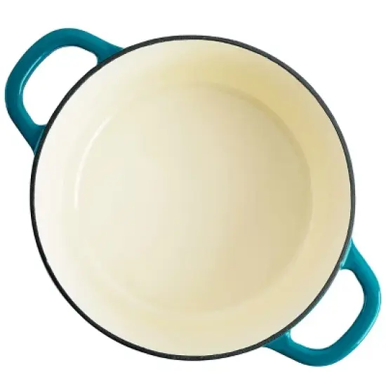 Crockpot Artisan 7 Quart Round Enameled Cast Iron Dutch Oven with Lid in Teal image {3}