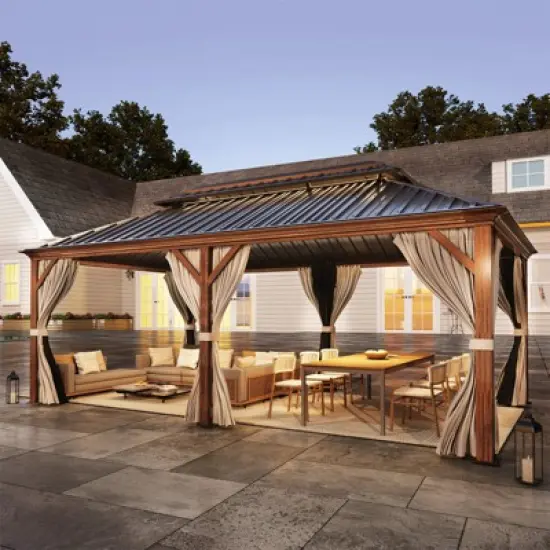 EROMMY Heavy-Duty 20 FT x 14 FT Metal Hardtop Gazebo image {1}