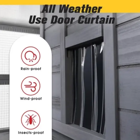 Sandinrayli Extra Large Cat Catio - 4-Way Pet Door, Outdoor Wood Insulation Condo, Patio Window Attach w/Weatherproof PVC Cover (Gray) image {1}