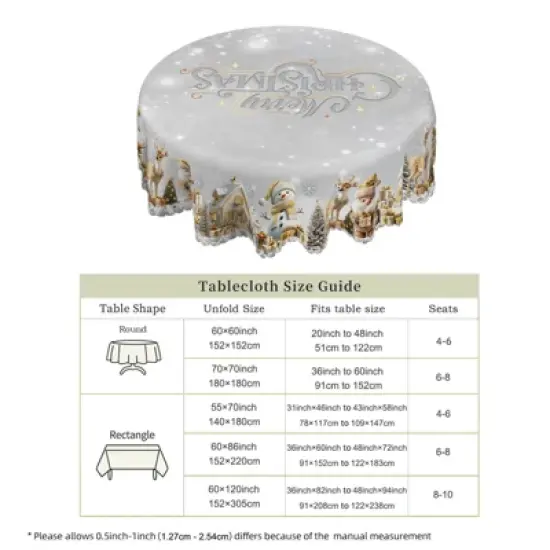 LOVEVOOK Merry Christmas Tablecloth, Snowman Tablecloth, Snowflake Table Cloths Stain Resistant Dining Table Cover for Holiday Decor image {6}