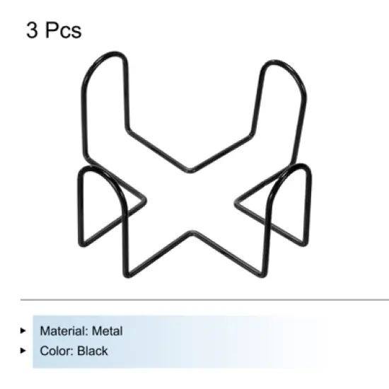 Unique Bargains Vintage Four Post Wrought Iron Style Black Metal Coaster Holders 3 Pcs image {2}