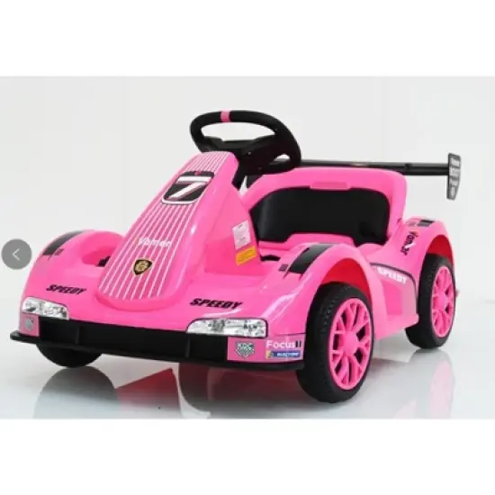 6V Electric Racer Go Kart for Kids - 2.4G Remote Control & Pedal Operation | 2MPH Max Speed with Safety Belt, Music & USB image {2}