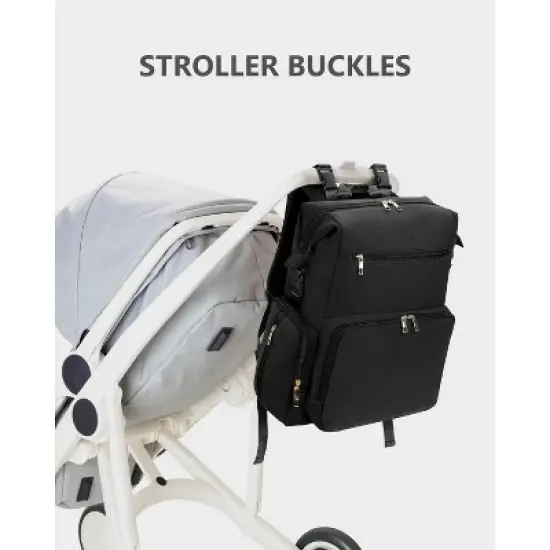 Neoprene Diaper Bag Backpack with Changing Pad - Black image {4}