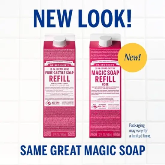 Dr. Bronner's Pure Castile Liquid Soap Bodywash Refill Carton - Rose - 32 fl oz image {2}