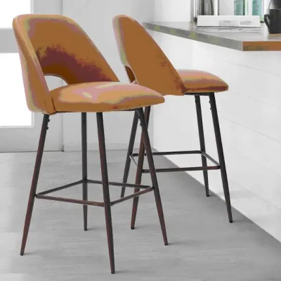 26 inches Edwin Upholstered Counter Height Stool (Set of 2) Walnut Leg-The Pop Maison image {12}