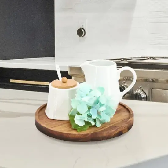 MegaChef 10 Inch Acacia Wood Lazy Susan Tray image {4}