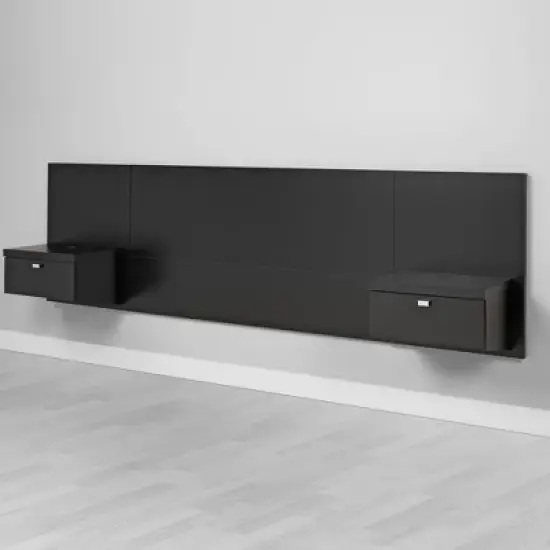 Series 9 Designer Floating Headboard with Nightstands - Prepac image {1}